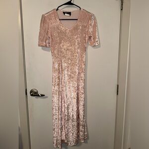 Vintage baby pink crushed velvet dress
